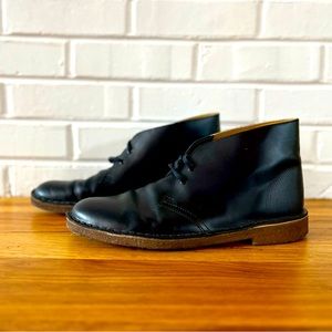 Clarks Leather Desert Boot in Black Shine finish, Men’s US 10.5